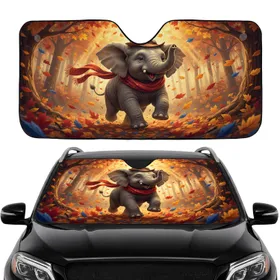 Baby Elephant Adventurer Hat Autumn Forest - Wildlife Lover Gift Car Sunshade