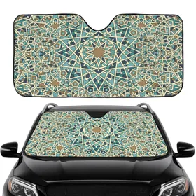 Eight-Point Star Polygon Geometric Mosaic - Vehicle Accessory Gift Car Sunshade
