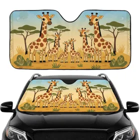 Giraffe Herd Savanna Acacia Tree Wildlife Lover Gift for Animal Enthusiasts Car Sunshade