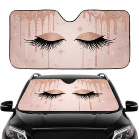 Art Deco Glitter Eyes Liquid Metal Drip Filigree - Everyday Accessory Car Sunshade