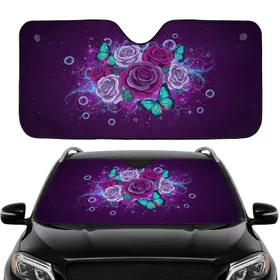 Blooming Roses Butterflies Cosmic Nebula - Ethereal Vehicle Decor Gift Car Sunshade