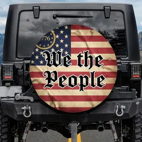 'We the People' American Flag 1776 Stars - Independence Day Gift for Veterans Spare Tire Cover