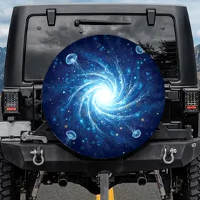 Cosmic Vortex Bioluminescent Flora - Outdoor Adventure Gift for Explorers Spare Tire Cover