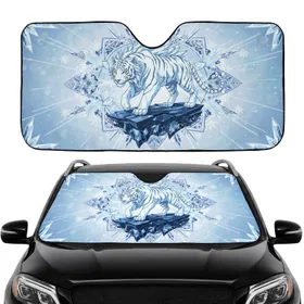 Crystalline White Tiger Golden Eye Ice Formations - Wildlife Lover Gift Car Sunshade