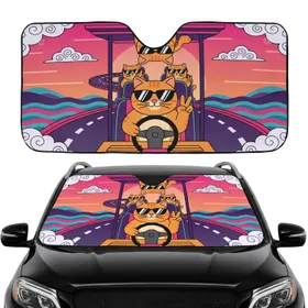Ginger Cats Road Trip with Sunglasses - Wildlife Lover Travel Gift for Cat Owners Car Sunshade