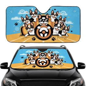 Boston Terriers Steering Wheel Road Trip Sunglasses - Dog Lover Travel Essentials Gift Car Sunshade