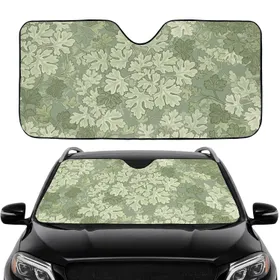 Stylized Layered Foliage Muted Green Cream Botanical Mosaic - Home Decor Gift for Plant Lover Car Sunshade