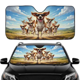 Happy Beagle Dogs Sunglasses Adventure - Dog Lover Travel Essentials Car Sunshade