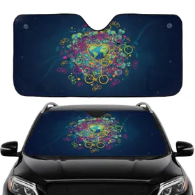 Dynamic Bicycles Heart Earth Globes Eco-Conscious Cycling Enthusiast Gift Car Sunshade