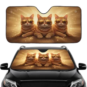 Realistic Orange Tabby Cats Aviator Sunglasses - Cat Lover Car Decor Gift Car Sunshade