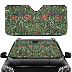 Arts and Crafts Floral Roses Bellflowers Berries - Everyday Lifestyle Gift Car Sunshade