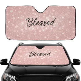 Blessed Black Cursive Script with Shimmering Bokeh Lights - Everyday Appreciation Gift Car Sunshade