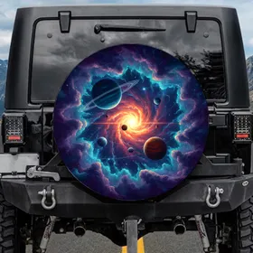 Celestial Nebula Planets - Cosmic Home Decor Gift for Astronomy Fan Spare Tire Cover