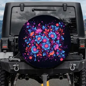 Luxuriant Organically Interwoven Neon Floral Botanical Vines Home Decor Gift Spare Tire Cover
