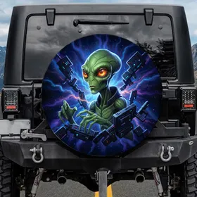 Alien Spaceship Futuristic Nebula - Space Explorer Sci-Fi Gift Spare Tire Cover