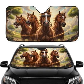 Funny Driving Horses Aviator Sunglasses - Lighthearted Journey Gift Car Sunshade