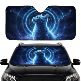 Cosmic Cat Starlight Aura - Space Lover Gift for Cat Lover Car Sunshade