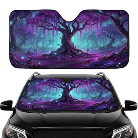 Gnarled Fantasy Trees Bioluminescent Wisteria - Fantasy Lover Vehicle Accessory Car Sunshade