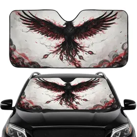 Majestic Black Mythical Bird Broad Wings Crimson Scarlet Aura - Bird Lover Gift Car Sunshade