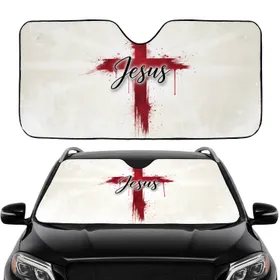 Christian Cross Jesus Word - Spiritual Devotion Christian Lifestyle Gift for Believers Car Sunshade