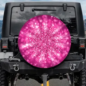 Radiant Sparkling Pink Glitter Bokeh - Glam Auto Decor Gift Spare Tire Cover
