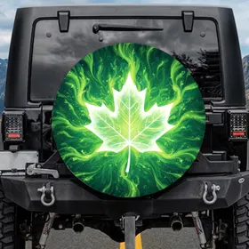 Maple Leaf Swirling Energy Mystical Forest Aurora - Nature Lover Outdoor Decor Gift Spare Tire Cover