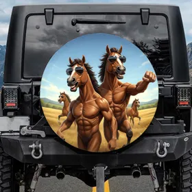 Smiling Horses Aviator Sunglasses Golden Fields - Road Trip Adventurer Gift Spare Tire Cover
