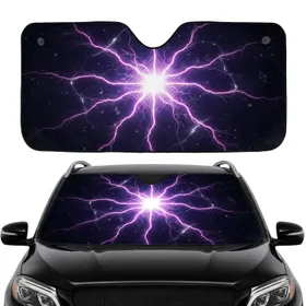 Luminous Electric Purple Magenta Lightning Bolts - Everyday Auto Accessory Gift Car Sunshade