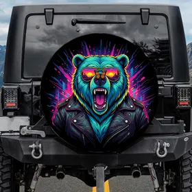 Neon Roaring Bear Aviator Sunglasses - Biker Wildlife Lover Gift Spare Tire Cover