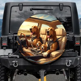Bloodhound Dogs Car Cabin Road Trip Adventure Gift for Dog Owners Spare Tire Cover