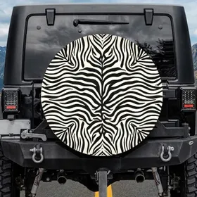 Realistic Black Cream Zebra Stripes - Wildlife Lover Decor Gift Spare Tire Cover