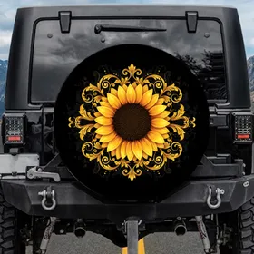 Sunflower Baroque Acanthus Filigree - Decor Gift Spare Tire Cover