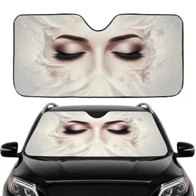 Realistic Closed Female Eyes Long Lashes - Lifestyle Accessory Gift for Women Car Sunshade