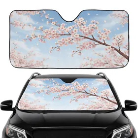 Cherry Blossom Branch Falling Petals - Travel Essentials Car Sunshade