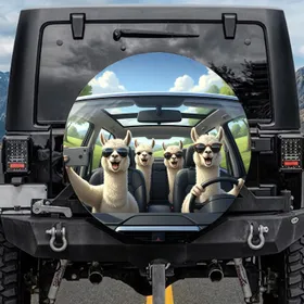 Alpacas Joyride Selfie Sunglasses - Adventure Drive Vehicle Decor Spare Tire Cover