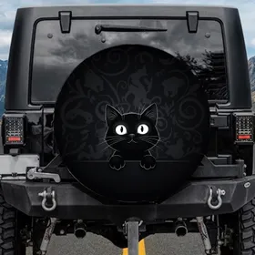 Feline Gaze Peeking - Cat Lover Daily Vehicle Decor Gift Spare Tire Cover
