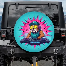 Bulldog DJ Mixer Headphones - Music Enthusiast Lifestyle Gift Spare Tire Cover