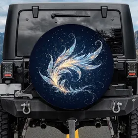 Radiant Frost Petals Burst - Ethereal Decor Gift Spare Tire Cover