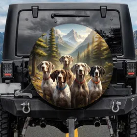 Five Expressive Dogs Mountain Wilderness - Adventure Seeker Wildlife Lover Gift Spare Tire Cover