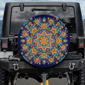 Boho Mandala Floral Paisley Tapestry Seed Swirl Dots Spare Tire Cover