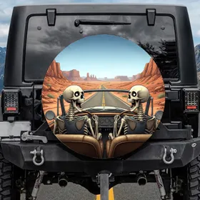 Skeletons Open Top Roadster Desert Journey - Adventure Lover Gift Spare Tire Cover