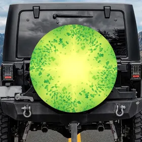 Luminous Green Yellow Gradient Abstract Shapes - Vehicle Accessory Gift Spare Tire Cover