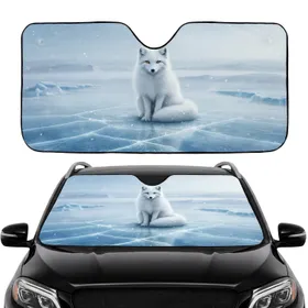 Majestic Arctic Fox Shimmering Ice Tundra - Winter Wildlife Lover Gift Car Sunshade