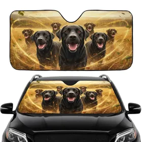 Black Labrador Dogs Golden Hour Landscape - Outdoor Adventure Dog Lover Gift Car Sunshade