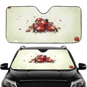 Red Black Coccinellidae Ladybugs Bokeh Dappled Light - Nature Lover Everyday Gift Car Sunshade