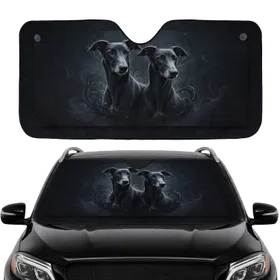 Dark-Coated Greyhounds Dark Mist Light Rays - Dog Lover Gift Auto Accessory Car Sunshade