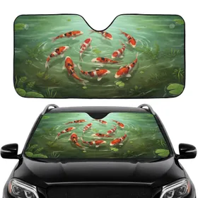 Vibrant Koi Fish Pond Lily Pad Scene - Fish Lover Car Decor Gift Car Sunshade