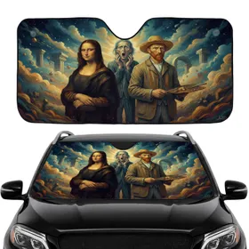 Mona Lisa Scream Van Gogh Artistic Journey Car Sunshade