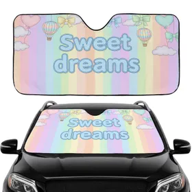 Sweet Dreams Hot Air Balloon Clouds Hearts Rainbow - Car Accessories Gift for Girls Teens Car Sunshade