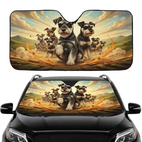 Schnauzer Dogs Adventure Journey Dog Lover Gift for Schnauzer Owners Car Sunshade